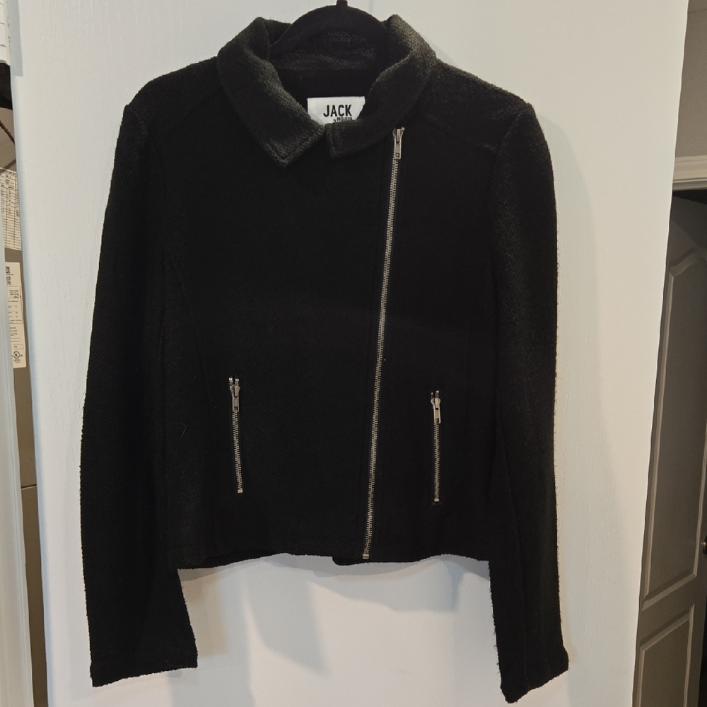 Jack by BB Dakota Women's Black Asymmetrical Zipper Jacket